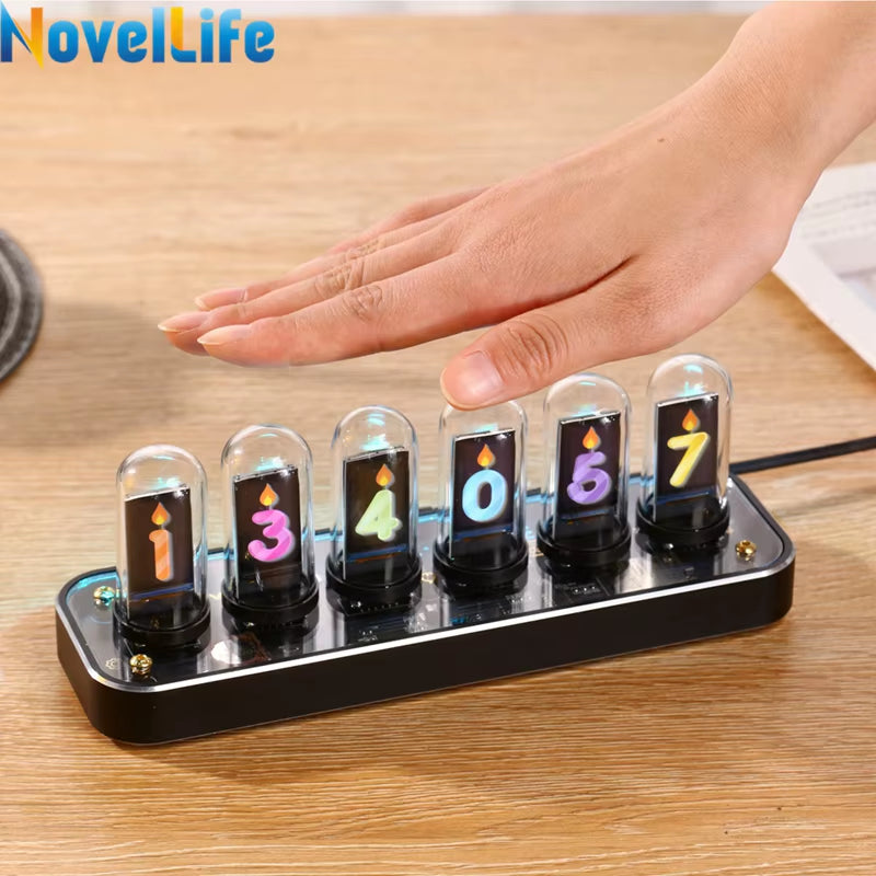 Reloj Nixie Digital Retro-Futurista – Calendario, Cronómetro y Control por Gestos