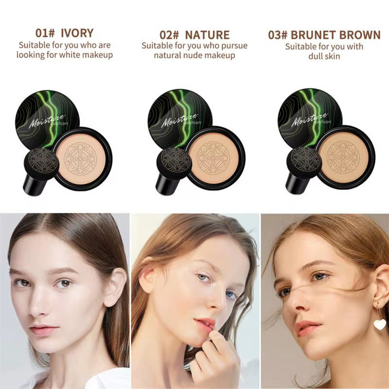 🍄 Base de Maquillaje CC Cream con Esponja Cabeza de Hongo | Hidratante, Blanqueadora y de Larga Duración