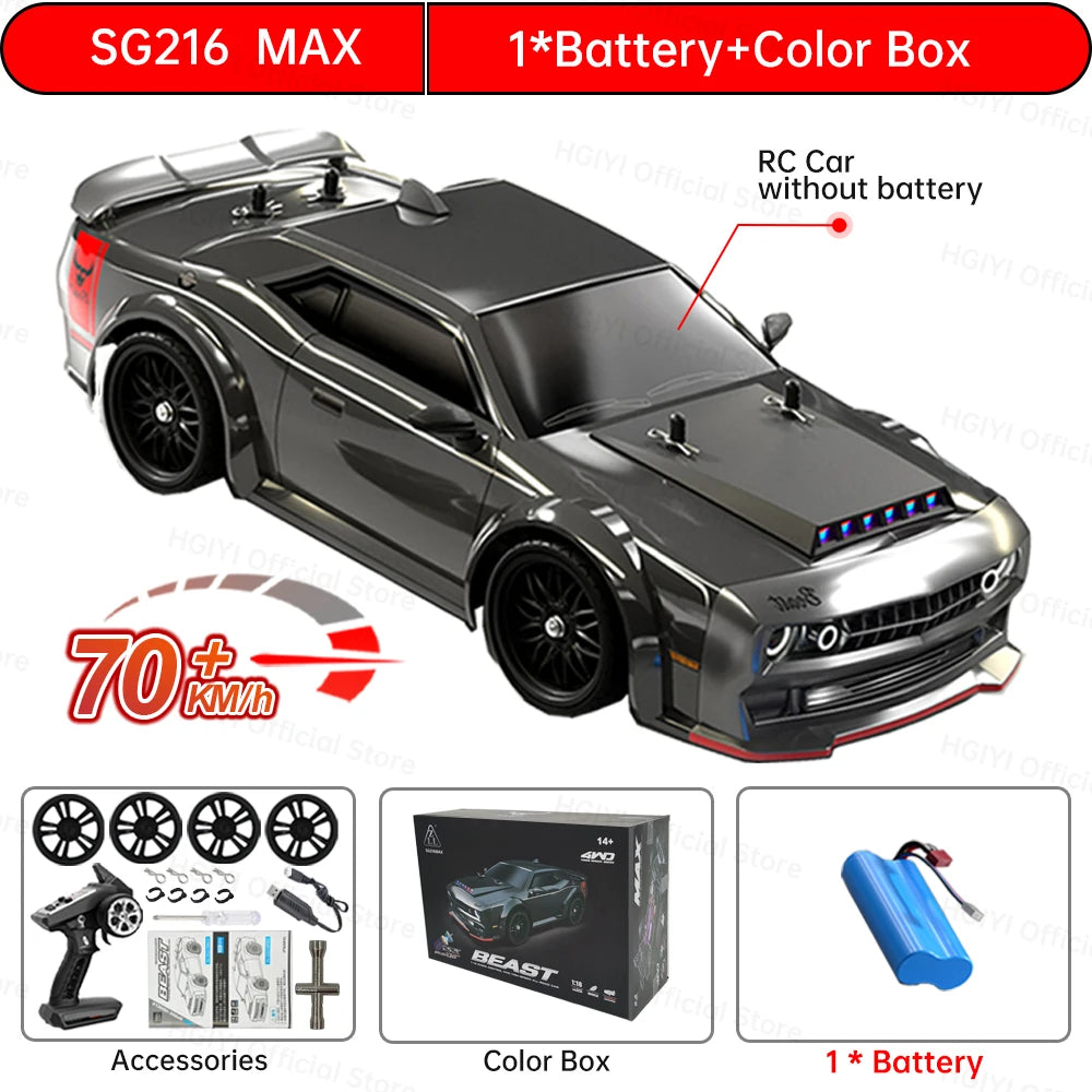 ⚡ Auto RC SG216 MAX 4x4 Brushless – Coche Teledirigido de Alta Velocidad 70 km/h con Luces LED | Escala 1:16 Monster Truck de Carreras
