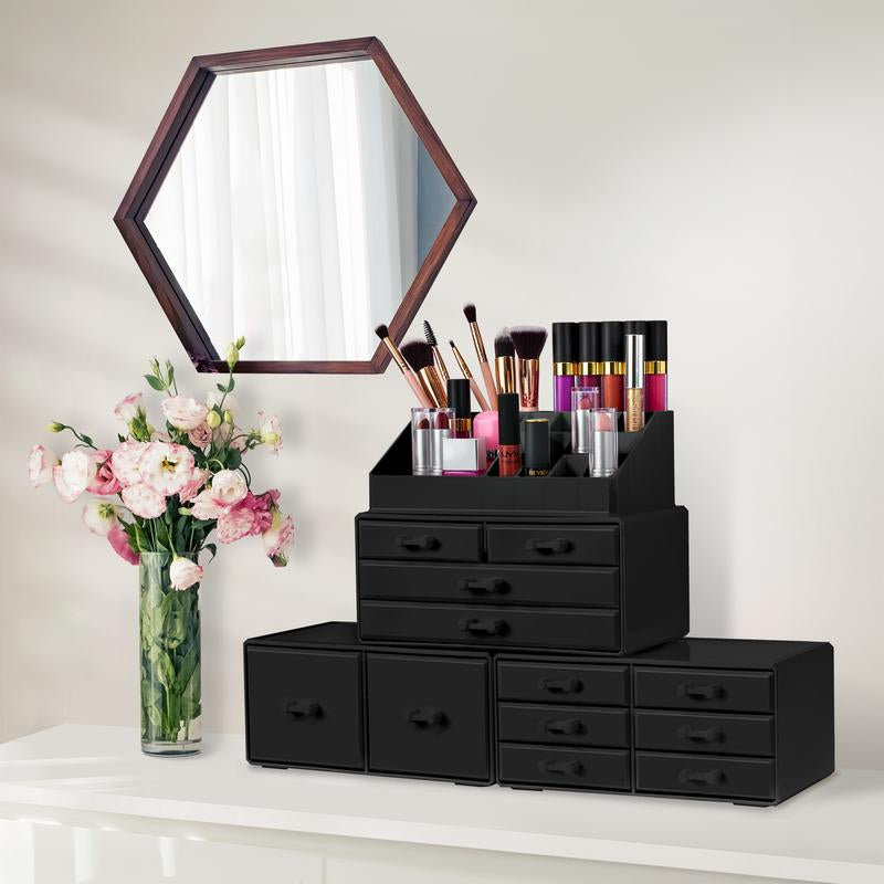Sorbus Large Makeup Organizer - Stackable Jewel Design with 12 Drawers and Lipstick Slots Boxes Gift Set Brush Case Decor