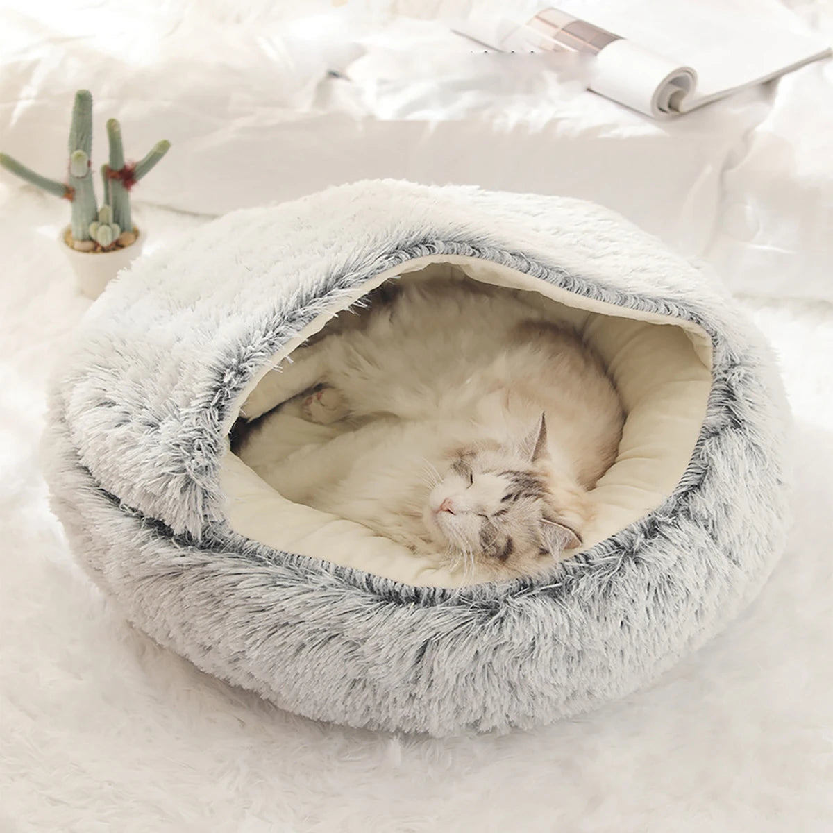 ✨ Cueva de Sueños para Mascotas – Cama Redonda, Esponjosa y Abrazable