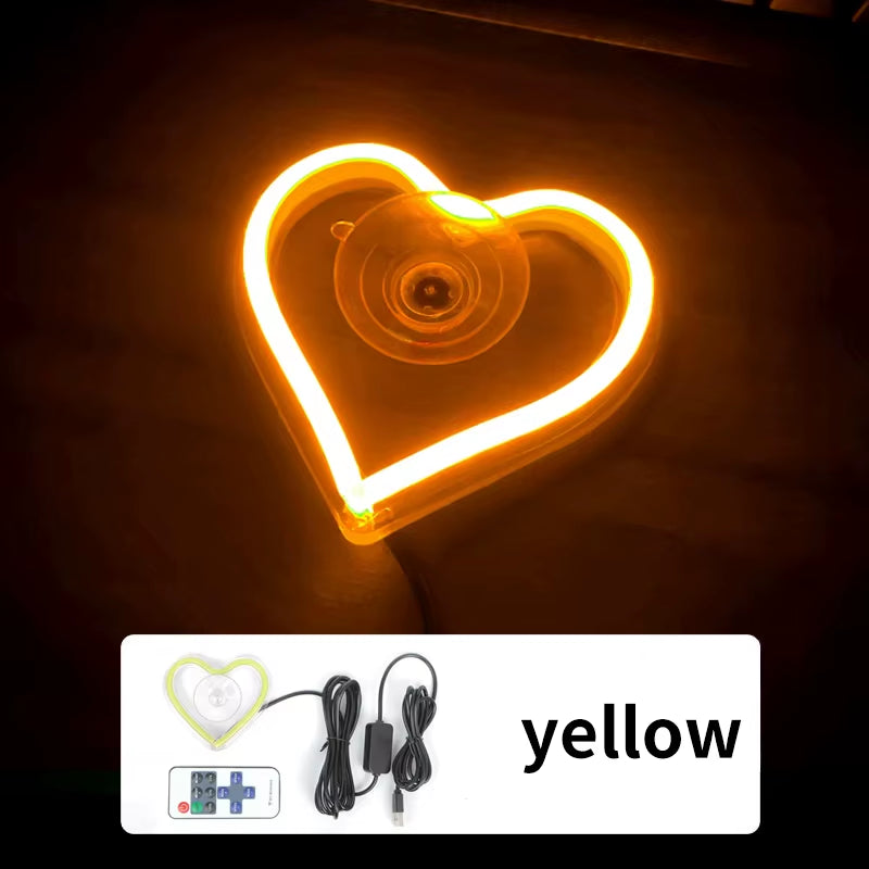 💖 Luces Neón para Ventana | Decoración LED en Forma de Corazón y Triángulo con Control Remoto Inalámbrico