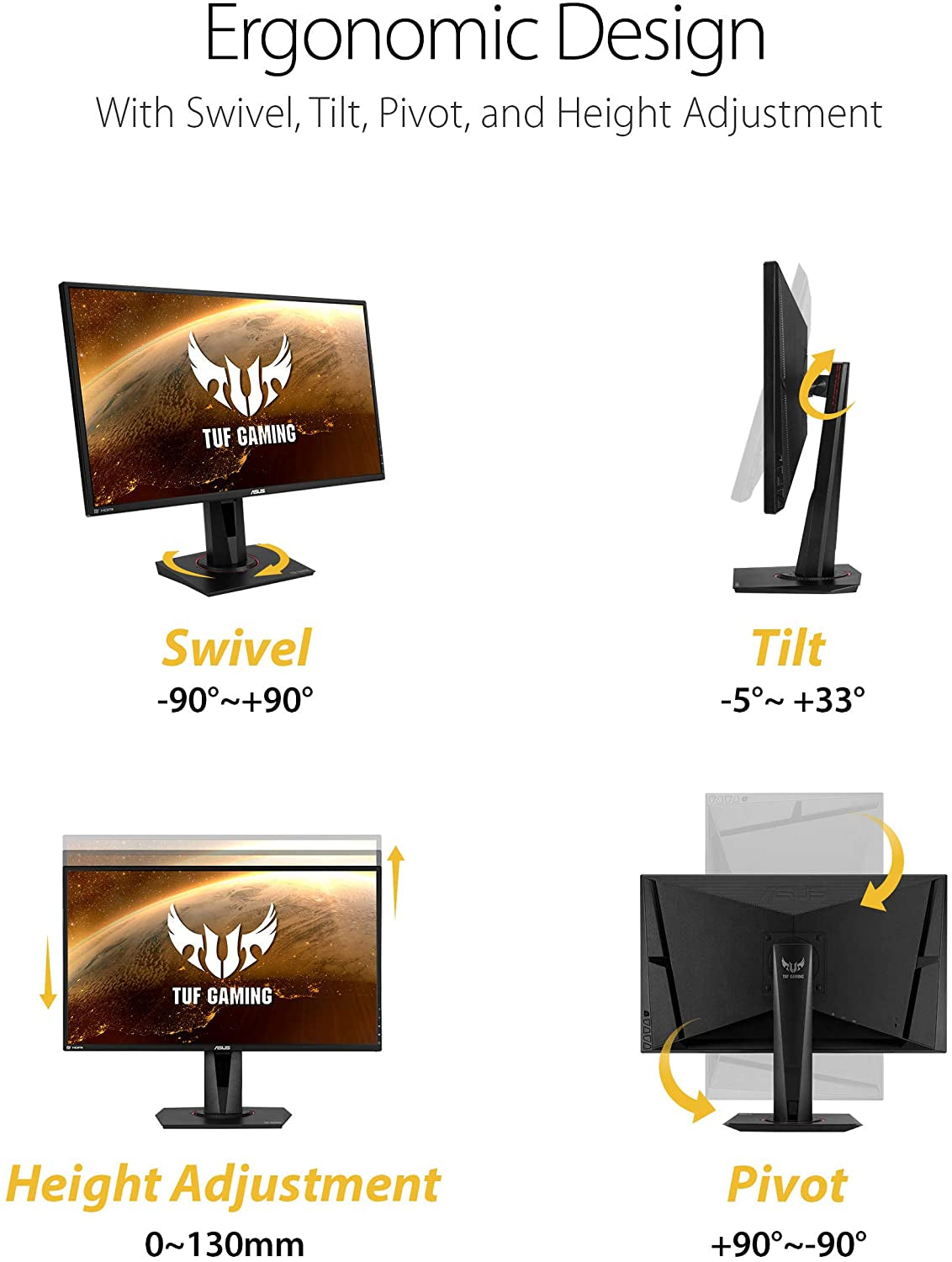 🎮 Monitor Gamer ASUS TUF VG27AQ 27” QHD 2K HDR – 165Hz, 1ms, G-SYNC Compatible, Parlantes Integrados, HDMI & DisplayPort (Negro)