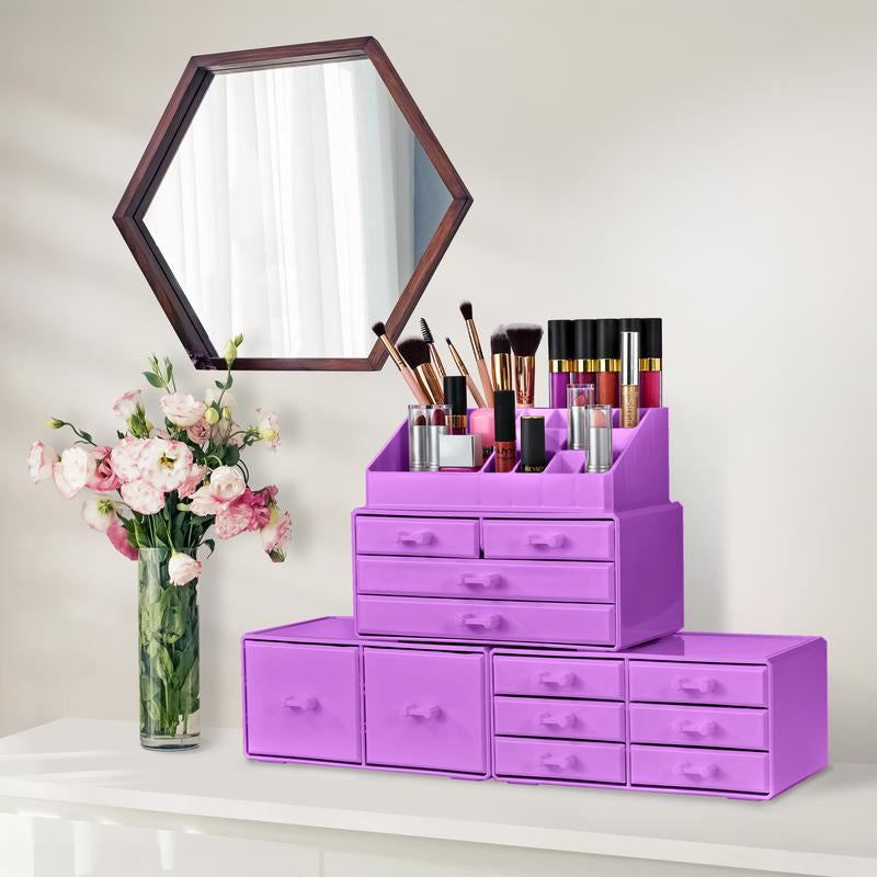 Sorbus Large Makeup Organizer - Stackable Jewel Design with 12 Drawers and Lipstick Slots Boxes Gift Set Brush Case Decor