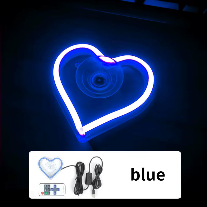 💖 Luces Neón para Ventana | Decoración LED en Forma de Corazón y Triángulo con Control Remoto Inalámbrico
