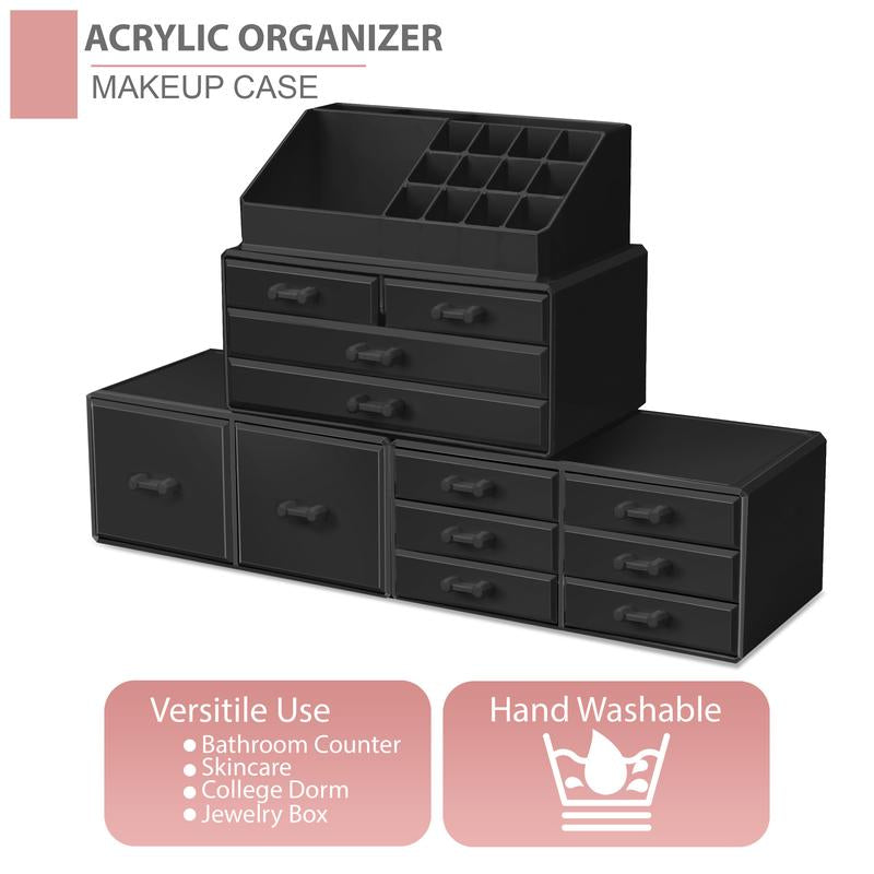 Sorbus Large Makeup Organizer - Stackable Jewel Design with 12 Drawers and Lipstick Slots Boxes Gift Set Brush Case Decor