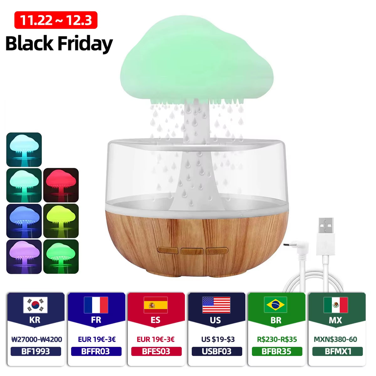 🌿 Mini Humidificador de Aire USB con Luz LED | Difusor de Aromas y Purificador de Aire para Hogar, Auto y Dormitorio