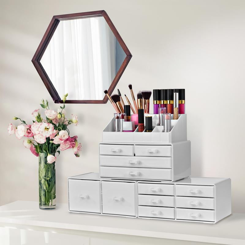 Sorbus Large Makeup Organizer - Stackable Jewel Design with 12 Drawers and Lipstick Slots Boxes Gift Set Brush Case Decor