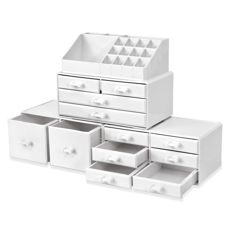 Sorbus Large Makeup Organizer - Stackable Jewel Design with 12 Drawers and Lipstick Slots Boxes Gift Set Brush Case Decor