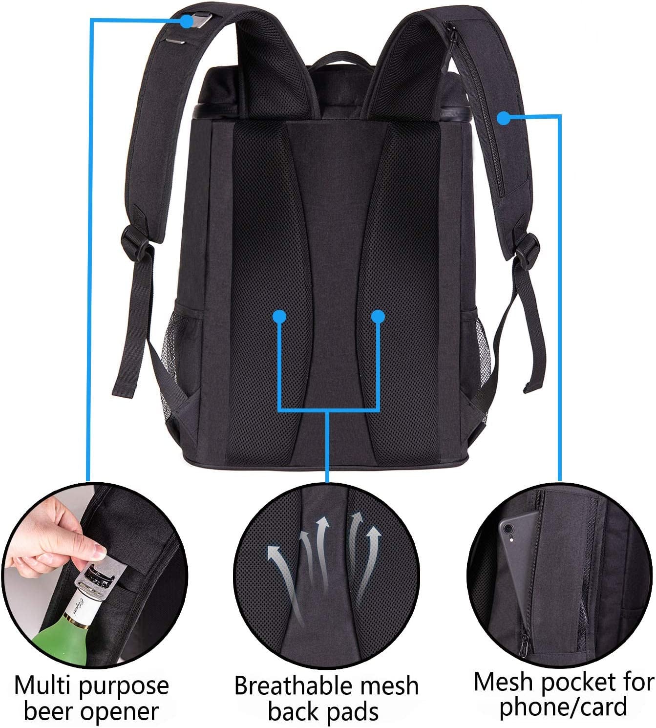 🎒 Mochila Nevera Impermeable y Aislante – Capacidad 30 Latas  MantĂ©n tus bebidas y alimentos frĂos por más tiempo con esta mochila nevera ligera y a prueba de fugas. Ideal para picnics, playa, trabajo, campamentos o excursiones.