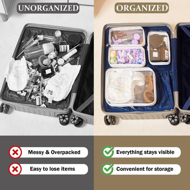 Organizer Storage Box 3Pcs/Set, Hard Zipper Case Toy Storage Bins Travel Organizer Waterproof Transparent Case Pencil Case Toiletry Pouch Cosmetic Bag White,Large Capacity,Portable & Versatile Organizer Capson Display Crayon Boxes Wardrobe Rack