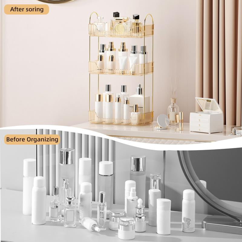Bathroom Counter Organizer Countertop Storage, Multi-Purpose Makeup Organizer, Large Cosmetics Skincare Shelf Organizer, Perfume Organizer, Exquisite Vanity Organizer