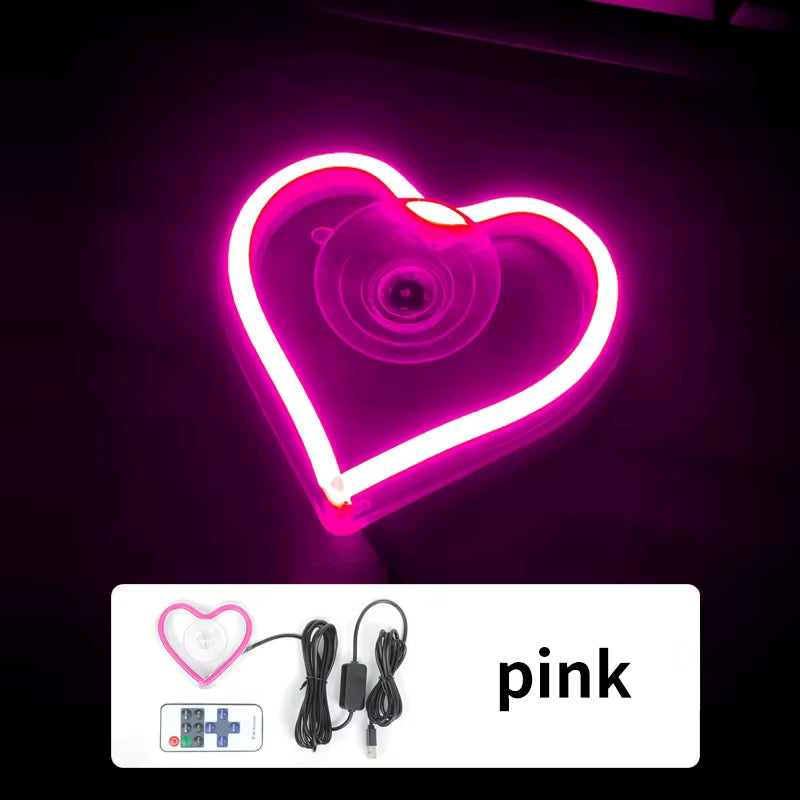 💖 Luces Neón para Ventana | Decoración LED en Forma de Corazón y Triángulo con Control Remoto Inalámbrico