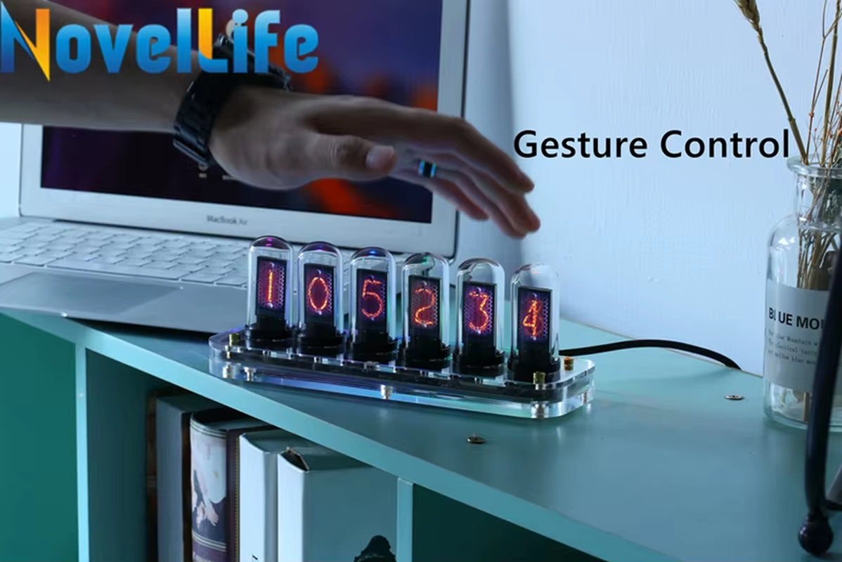 Reloj Nixie Digital Retro-Futurista – Calendario, Cronómetro y Control por Gestos
