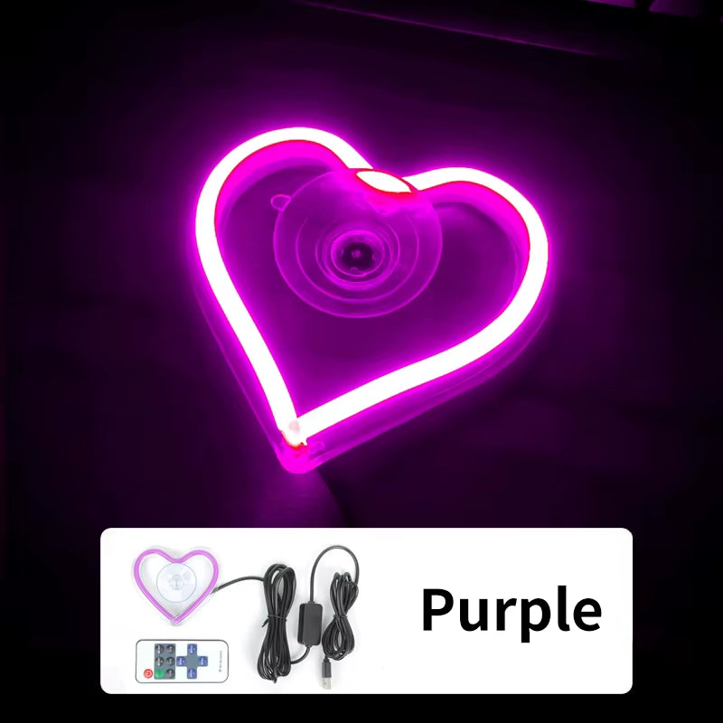 💖 Luces Neón para Ventana | Decoración LED en Forma de Corazón y Triángulo con Control Remoto Inalámbrico