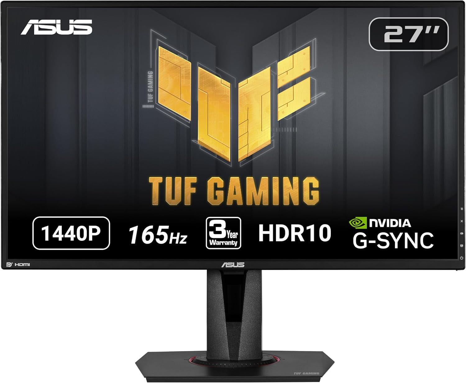 🎮 Monitor Gamer ASUS TUF VG27AQ 27” QHD 2K HDR – 165Hz, 1ms, G-SYNC Compatible, Parlantes Integrados, HDMI & DisplayPort (Negro)