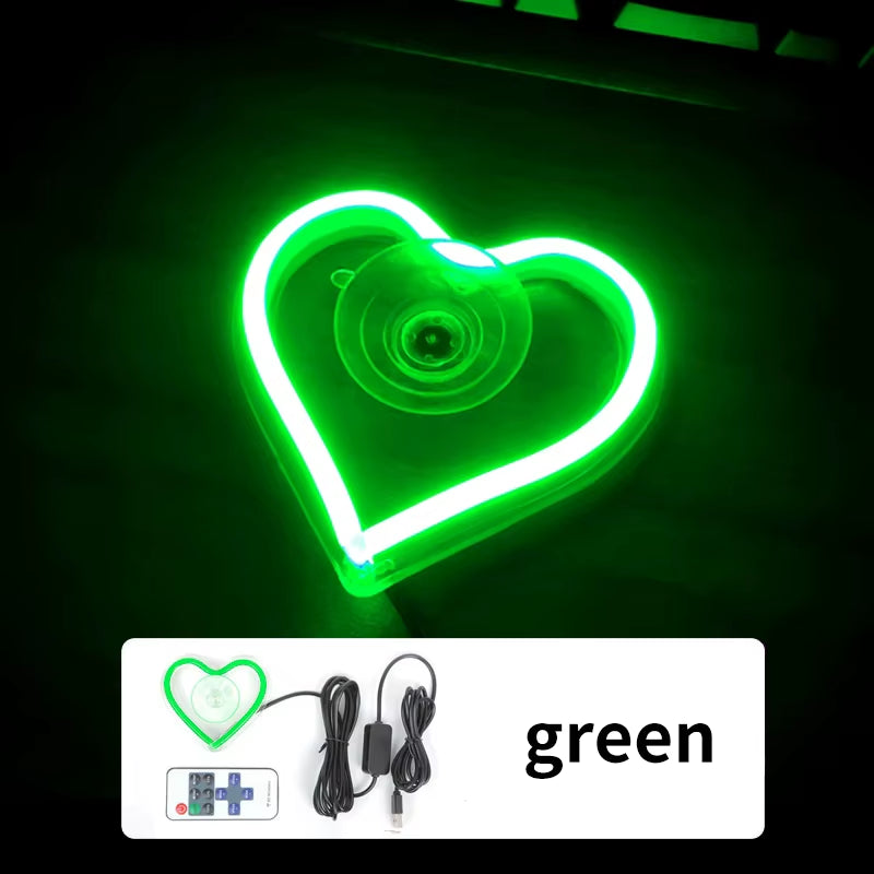 💖 Luces Neón para Ventana | Decoración LED en Forma de Corazón y Triángulo con Control Remoto Inalámbrico
