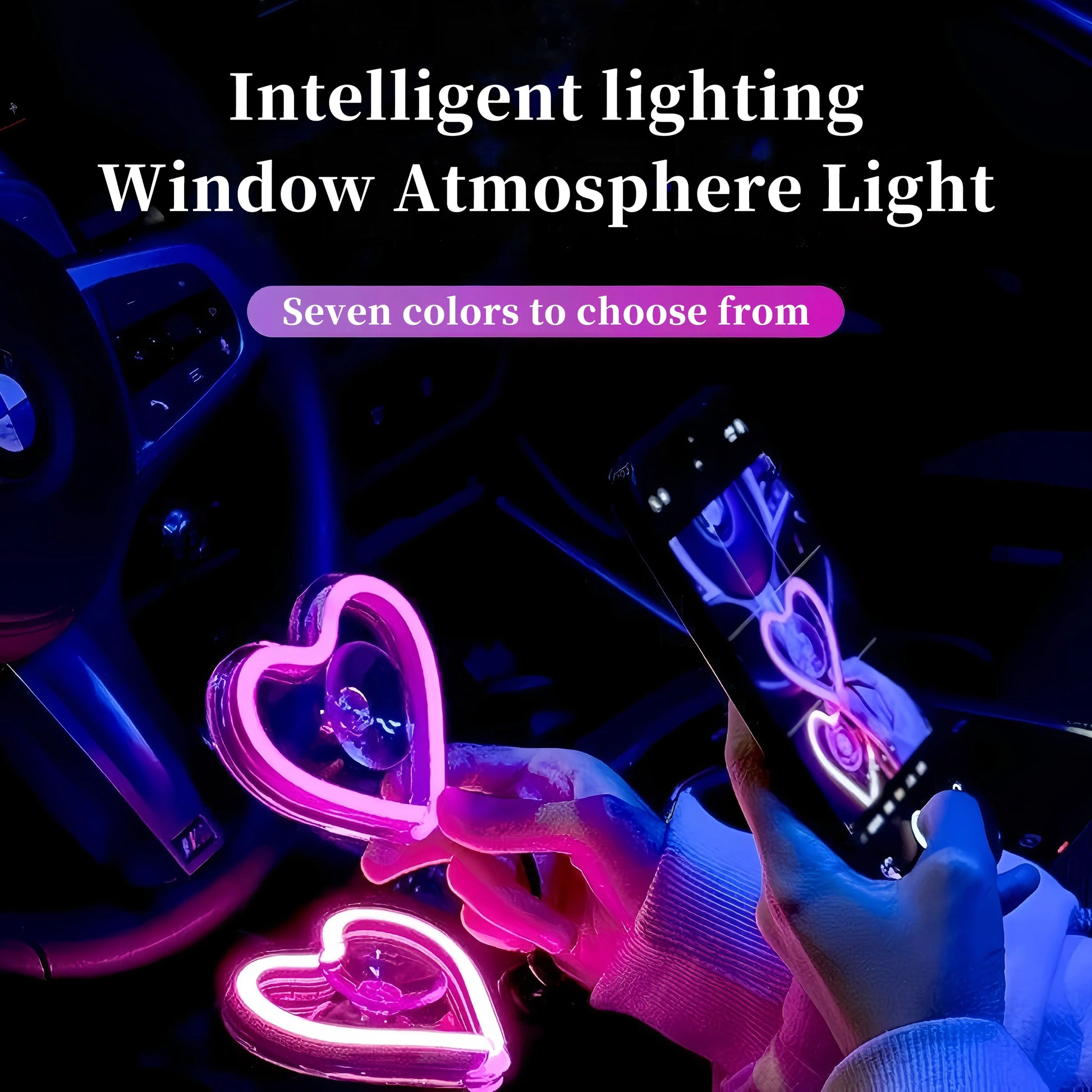 💖 Luces Neón para Ventana | Decoración LED en Forma de Corazón y Triángulo con Control Remoto Inalámbrico