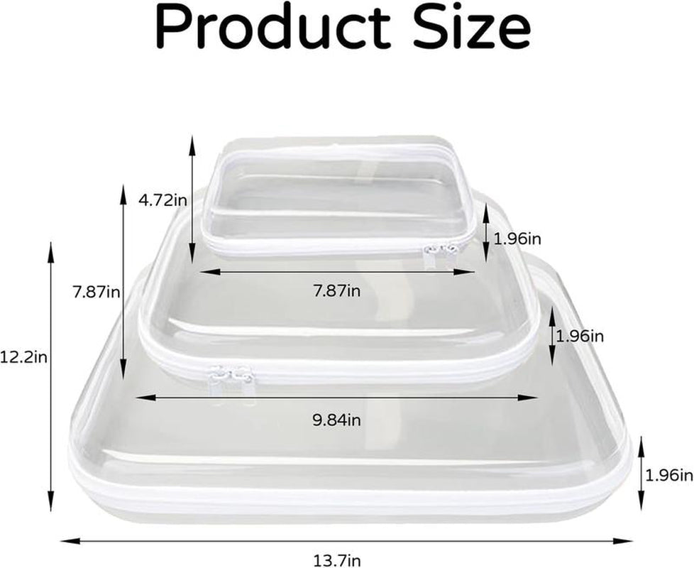 Organizer Storage Box 3Pcs/Set, Hard Zipper Case Toy Storage Bins Travel Organizer Waterproof Transparent Case Pencil Case Toiletry Pouch Cosmetic Bag White,Large Capacity,Portable & Versatile Organizer Capson Display Crayon Boxes Wardrobe Rack