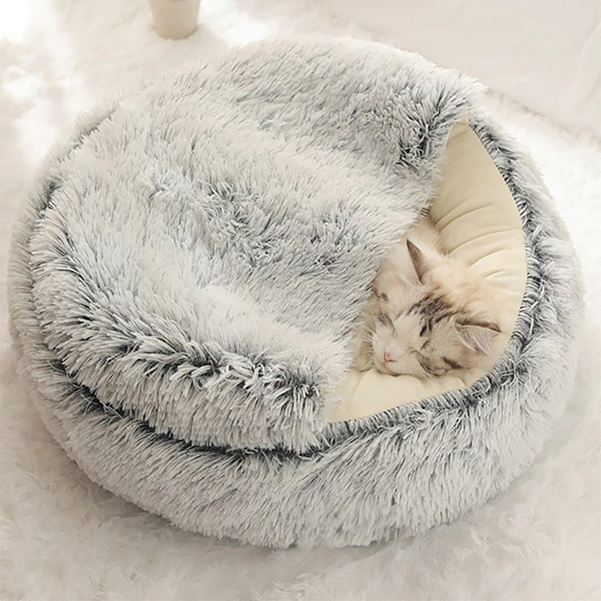 ✨ Cueva de Sueños para Mascotas – Cama Redonda, Esponjosa y Abrazable