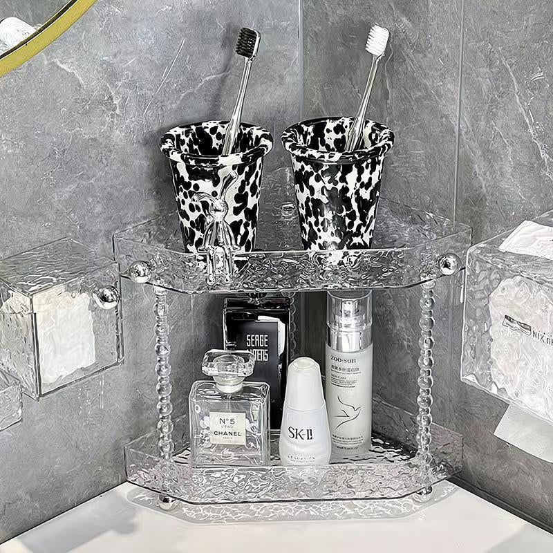 Corner Bathroom Counter Organizer,Vanity Skincare Perfume Organizer Tray,Makeup Organizer Countertop,Bathroom Storage Corner Shelf
