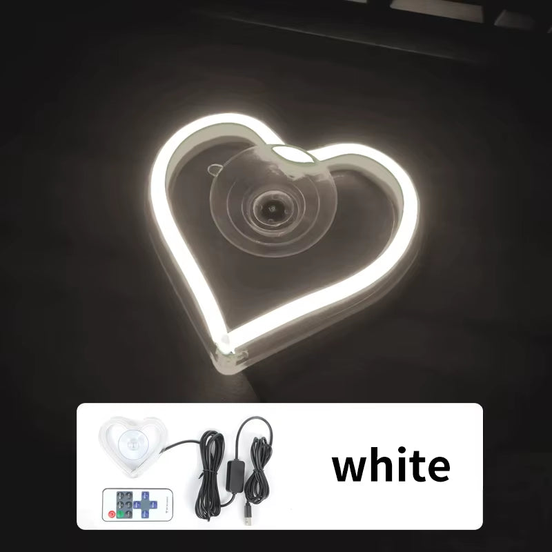 💖 Luces Neón para Ventana | Decoración LED en Forma de Corazón y Triángulo con Control Remoto Inalámbrico