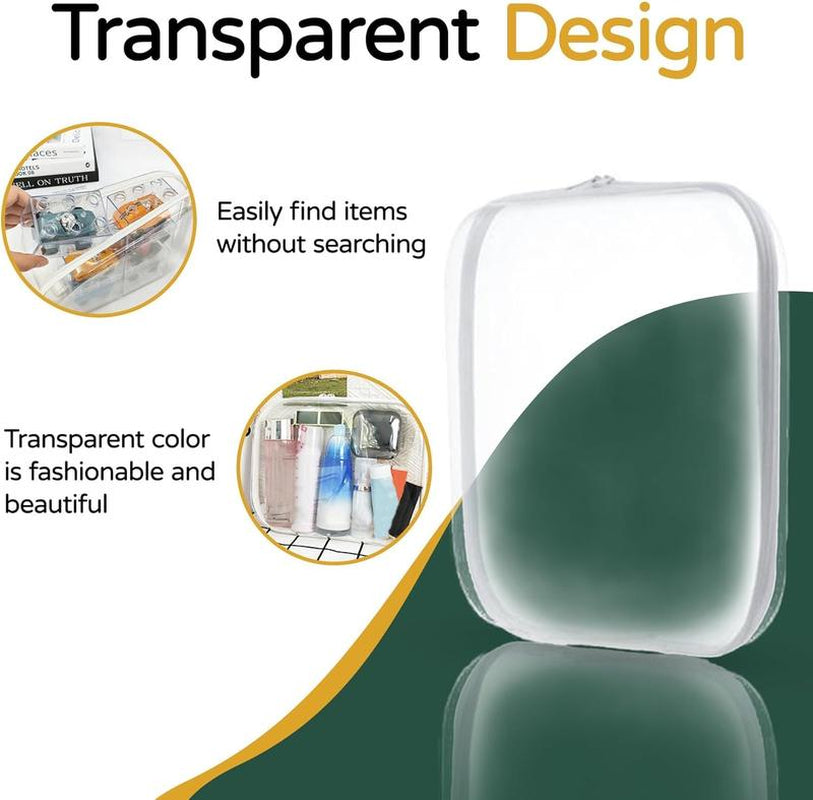 Organizer Storage Box 3Pcs/Set, Hard Zipper Case Toy Storage Bins Travel Organizer Waterproof Transparent Case Pencil Case Toiletry Pouch Cosmetic Bag White,Large Capacity,Portable & Versatile Organizer Capson Display Crayon Boxes Wardrobe Rack