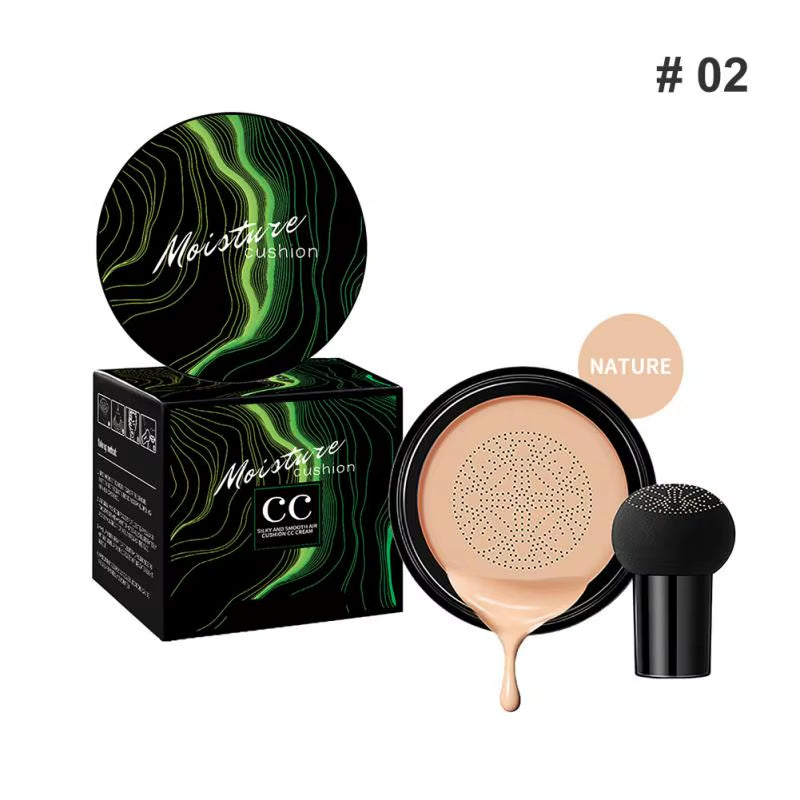 🍄 Base de Maquillaje CC Cream con Esponja Cabeza de Hongo | Hidratante, Blanqueadora y de Larga Duración
