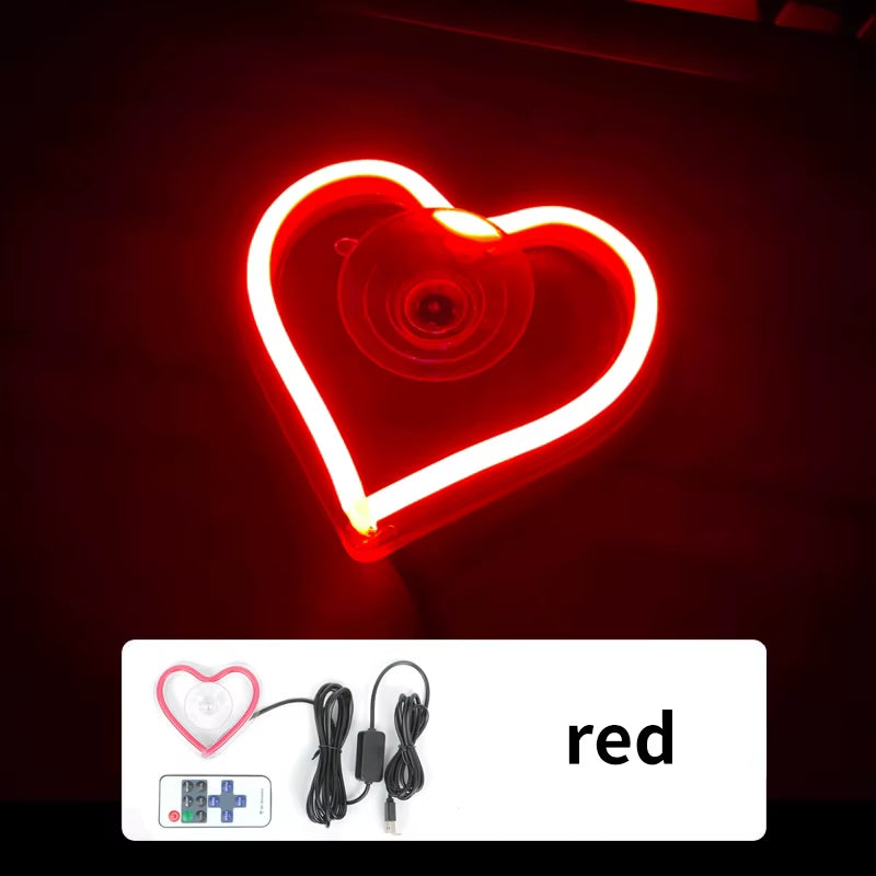 💖 Luces Neón para Ventana | Decoración LED en Forma de Corazón y Triángulo con Control Remoto Inalámbrico