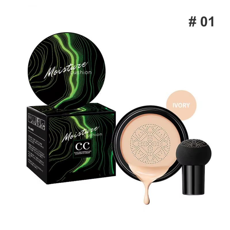 🍄 Base de Maquillaje CC Cream con Esponja Cabeza de Hongo | Hidratante, Blanqueadora y de Larga Duración