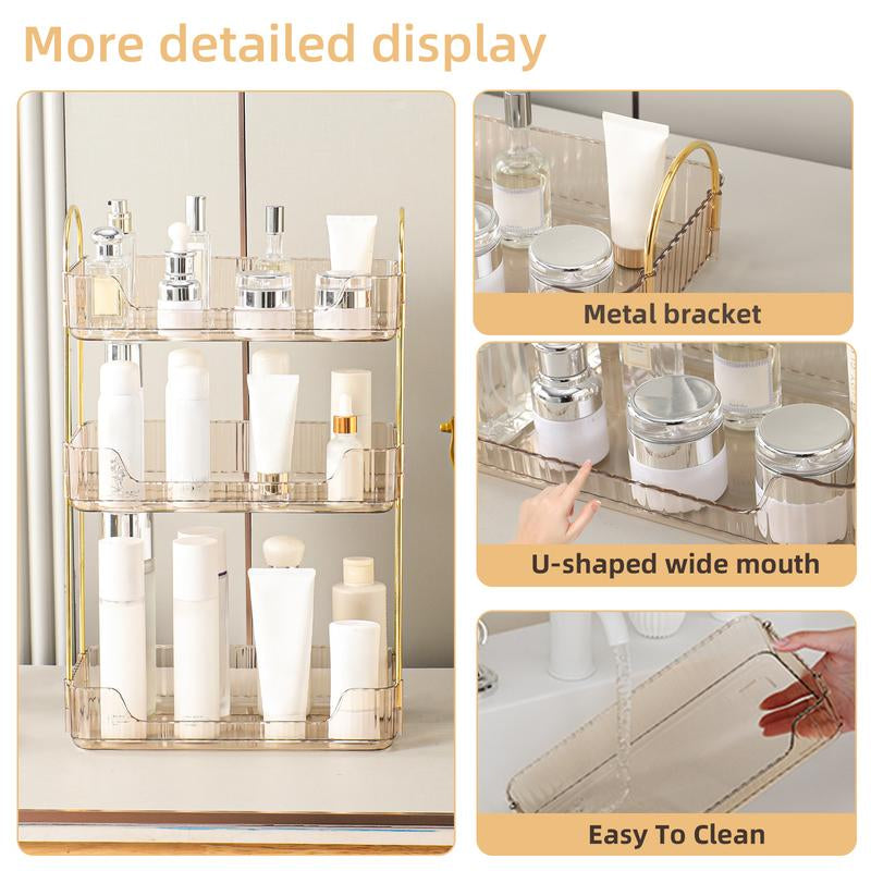 Bathroom Counter Organizer Countertop Storage, Multi-Purpose Makeup Organizer, Large Cosmetics Skincare Shelf Organizer, Perfume Organizer, Exquisite Vanity Organizer