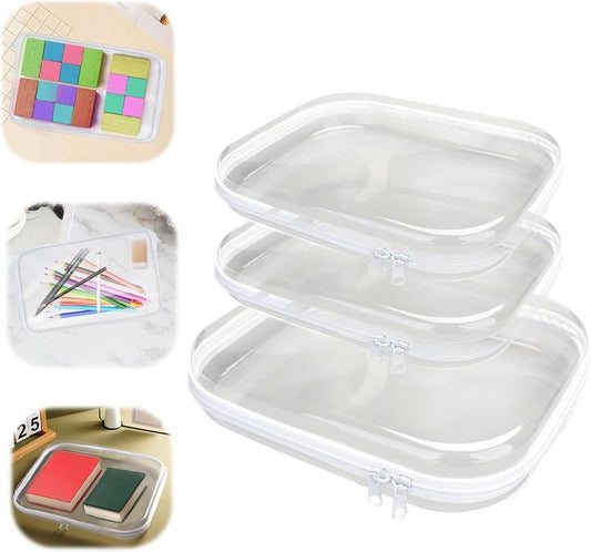 Organizer Storage Box 3Pcs/Set, Hard Zipper Case Toy Storage Bins Travel Organizer Waterproof Transparent Case Pencil Case Toiletry Pouch Cosmetic Bag White,Large Capacity,Portable & Versatile Organizer Capson Display Crayon Boxes Wardrobe Rack