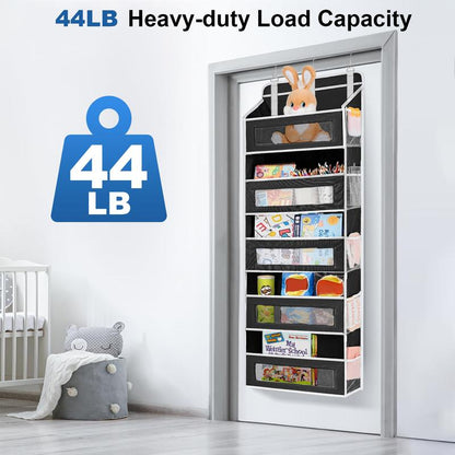 Over the Door Organizer Storage-5-Tier Hanging Organizer with 10 Large Pockets, Anti-Tilt Design, 44 Lb Capacity for Bedroom, Bathroom, Pantry