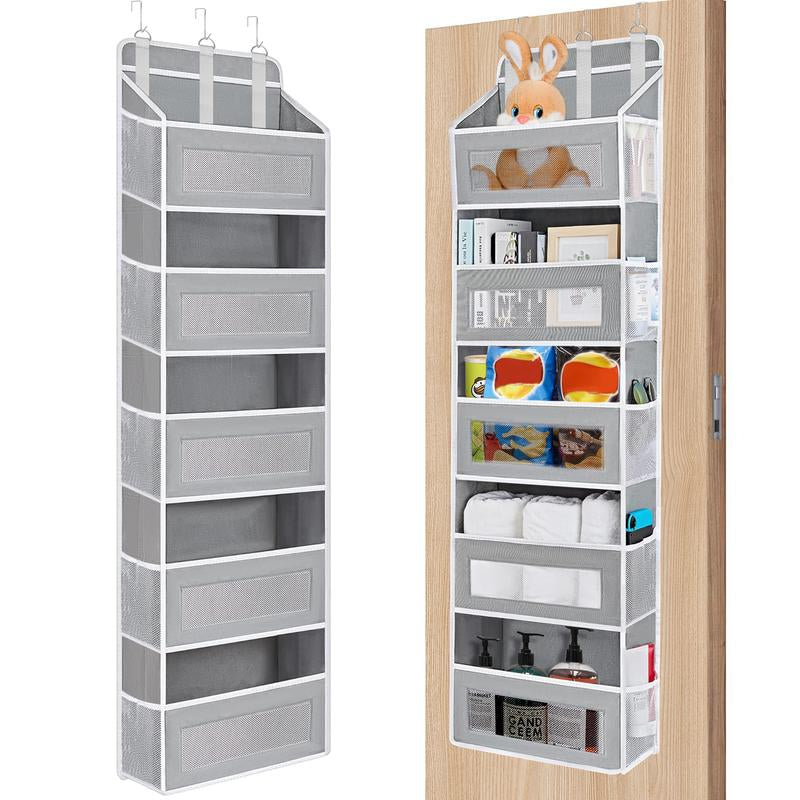 Over the Door Organizer Storage-5-Tier Hanging Organizer with 10 Large Pockets, Anti-Tilt Design, 44 Lb Capacity for Bedroom, Bathroom, Pantry