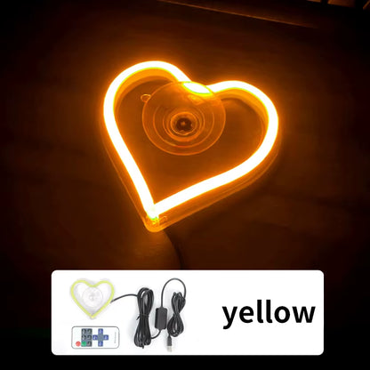 💖 Luces Neón para Ventana | Decoración LED en Forma de Corazón y Triángulo con Control Remoto Inalámbrico
