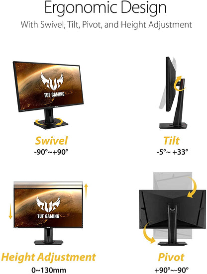 🎮 Monitor Gamer ASUS TUF VG27AQ 27” QHD 2K HDR – 165Hz, 1ms, G-SYNC Compatible, Parlantes Integrados, HDMI & DisplayPort (Negro)