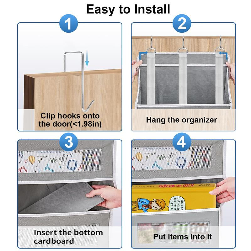 Over the Door Organizer Storage-5-Tier Hanging Organizer with 10 Large Pockets, Anti-Tilt Design, 44 Lb Capacity for Bedroom, Bathroom, Pantry