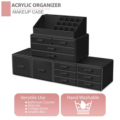 Sorbus Large Makeup Organizer - Stackable Jewel Design with 12 Drawers and Lipstick Slots Boxes Gift Set Brush Case Decor