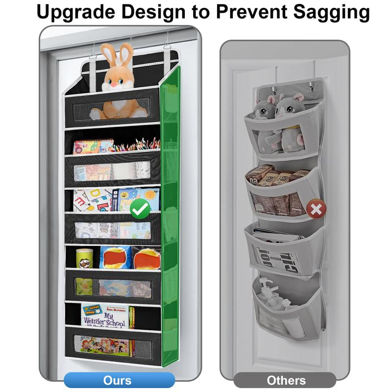 Over the Door Organizer Storage-5-Tier Hanging Organizer with 10 Large Pockets, Anti-Tilt Design, 44 Lb Capacity for Bedroom, Bathroom, Pantry