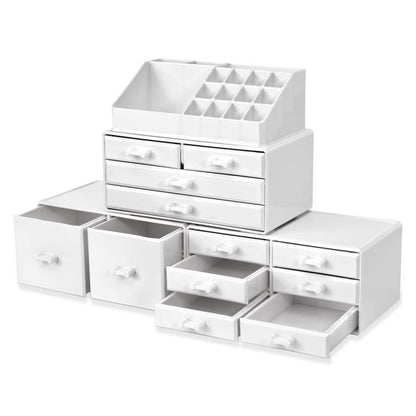 Sorbus Large Makeup Organizer - Stackable Jewel Design with 12 Drawers and Lipstick Slots Boxes Gift Set Brush Case Decor