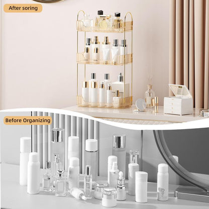 Bathroom Counter Organizer Countertop Storage, Multi-Purpose Makeup Organizer, Large Cosmetics Skincare Shelf Organizer, Perfume Organizer, Exquisite Vanity Organizer