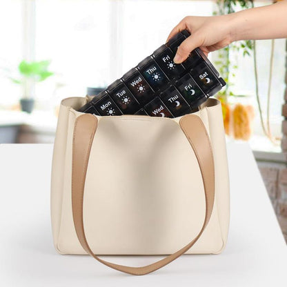 【Father'S Day Gifts】Weekly Pill Storage Box, 2 Times a Day, Large Daily Medicine Box for 7 Days, Convenient Button Design, Detachable Medicine Rack, Suitable for Vitamins/Fish Oil/Supplements (Black）)