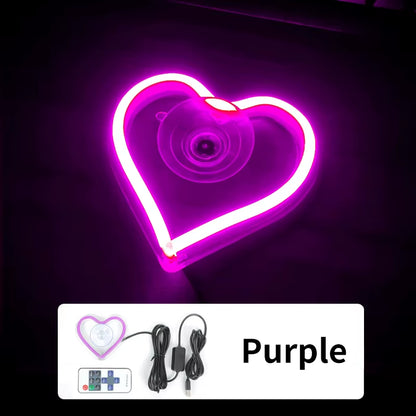 💖 Luces Neón para Ventana | Decoración LED en Forma de Corazón y Triángulo con Control Remoto Inalámbrico