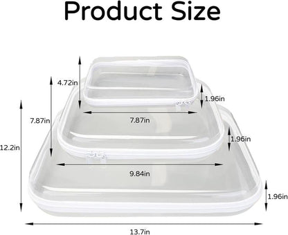 Organizer Storage Box 3Pcs/Set, Hard Zipper Case Toy Storage Bins Travel Organizer Waterproof Transparent Case Pencil Case Toiletry Pouch Cosmetic Bag White,Large Capacity,Portable & Versatile Organizer Capson Display Crayon Boxes Wardrobe Rack