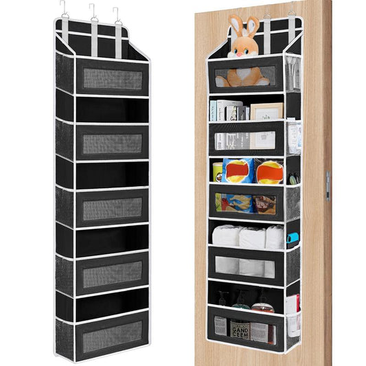 Over the Door Organizer Storage-5-Tier Hanging Organizer with 10 Large Pockets, Anti-Tilt Design, 44 Lb Capacity for Bedroom, Bathroom, Pantry