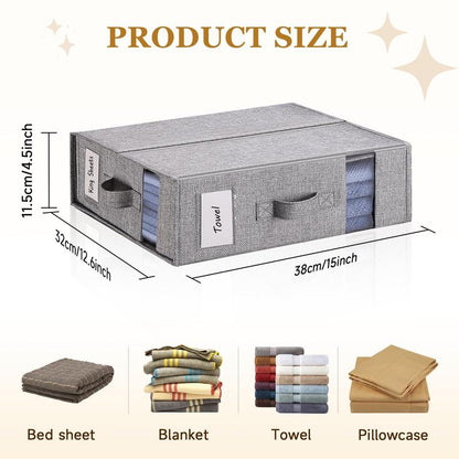2/4 Pack Bed Sheet Organizers, Foldable Linen Closet Organizers and Storage, Linen Closet Storage (Queen or King Size) with Double Window for Bedding Sheets, Duvet Covers and Pillow Cases