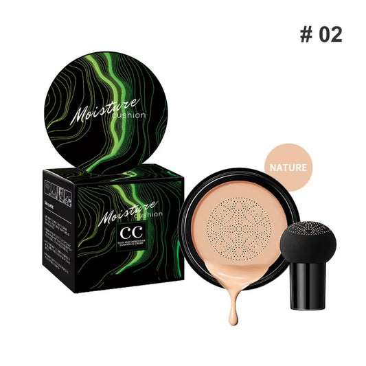 🍄 Base de Maquillaje CC Cream con Esponja Cabeza de Hongo | Hidratante, Blanqueadora y de Larga Duración