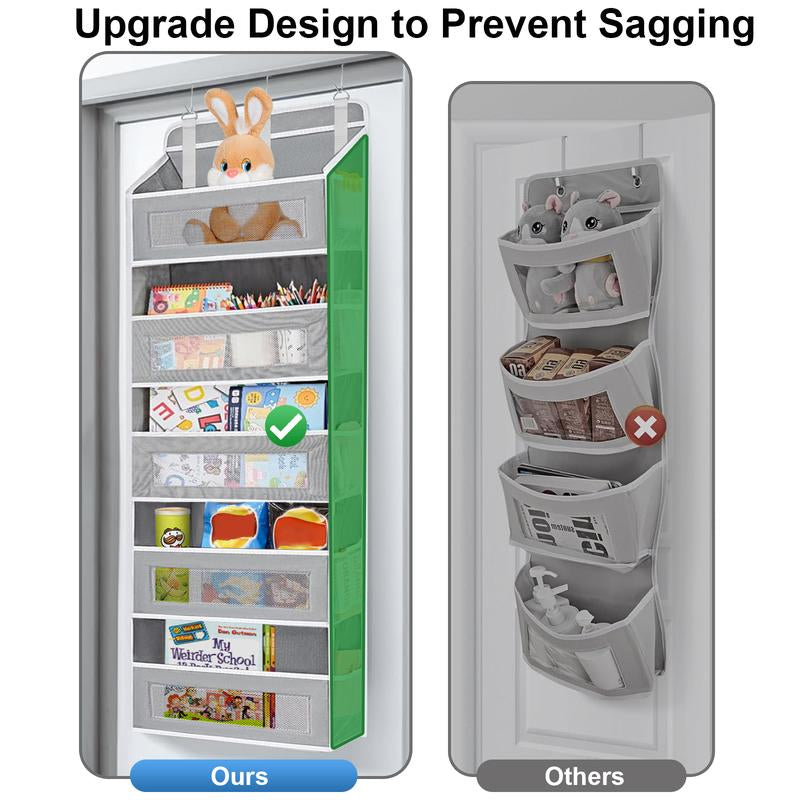 Over the Door Organizer Storage-5-Tier Hanging Organizer with 10 Large Pockets, Anti-Tilt Design, 44 Lb Capacity for Bedroom, Bathroom, Pantry