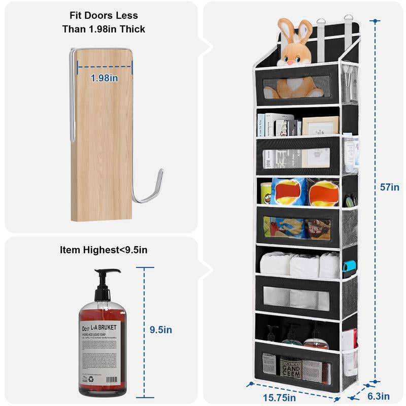 Over the Door Organizer Storage-5-Tier Hanging Organizer with 10 Large Pockets, Anti-Tilt Design, 44 Lb Capacity for Bedroom, Bathroom, Pantry