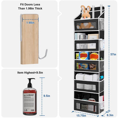 Over the Door Organizer Storage-5-Tier Hanging Organizer with 10 Large Pockets, Anti-Tilt Design, 44 Lb Capacity for Bedroom, Bathroom, Pantry
